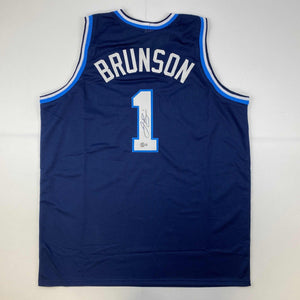 Autographed/Signed Jalen Brunson Villanova Blue College Basketball Jersey Beckett BAS COA