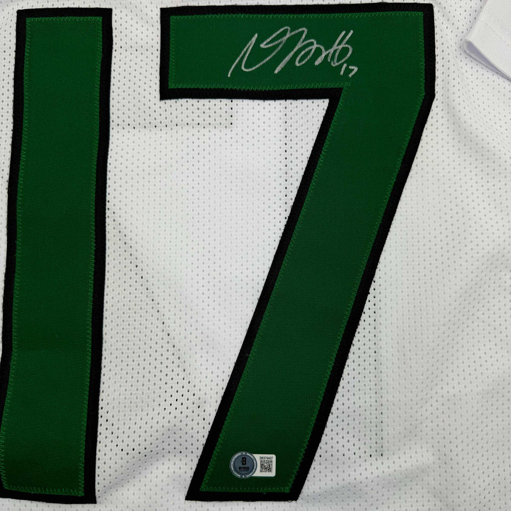 Framed Autographed/Signed Davante Adams 35x39 New York White Football Jersey Beckett BAS COA