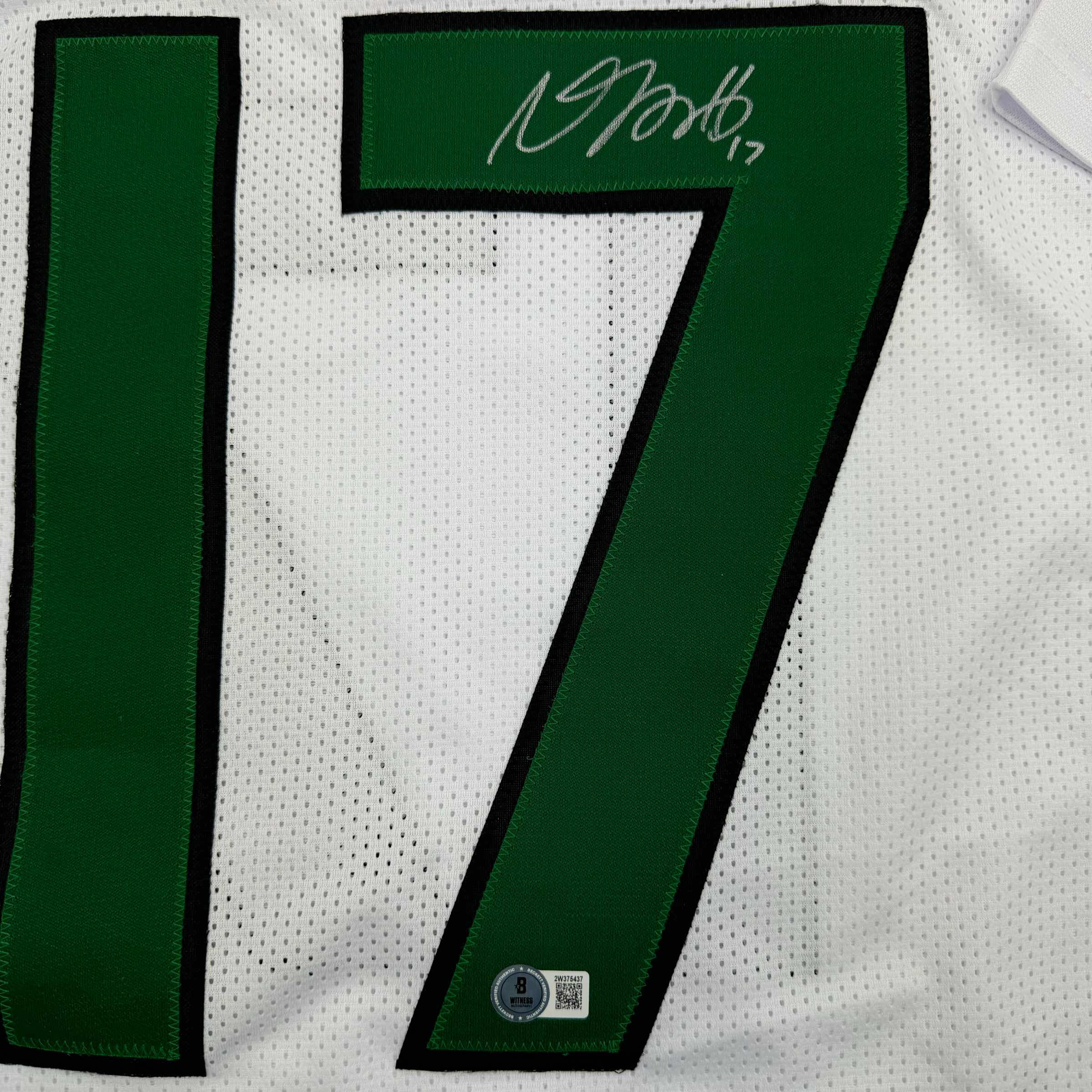 Framed Autographed/Signed Davante Adams 35x39 New York White Football Jersey Beckett BAS COA