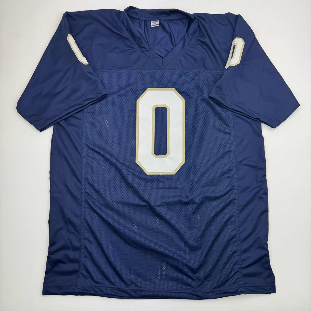 Autographed/Signed Xavier Watts Notre Dame Blue College Football Jersey JSA COA