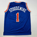 Autographed/Signed Amare Stoudemire New York Blue Basketball Jersey Beckett BAS COA