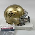 Autographed/Signed Joe Theismann CHOF 2003 Notre Dame Fighting Irish Mini Football Helmet JSA COA