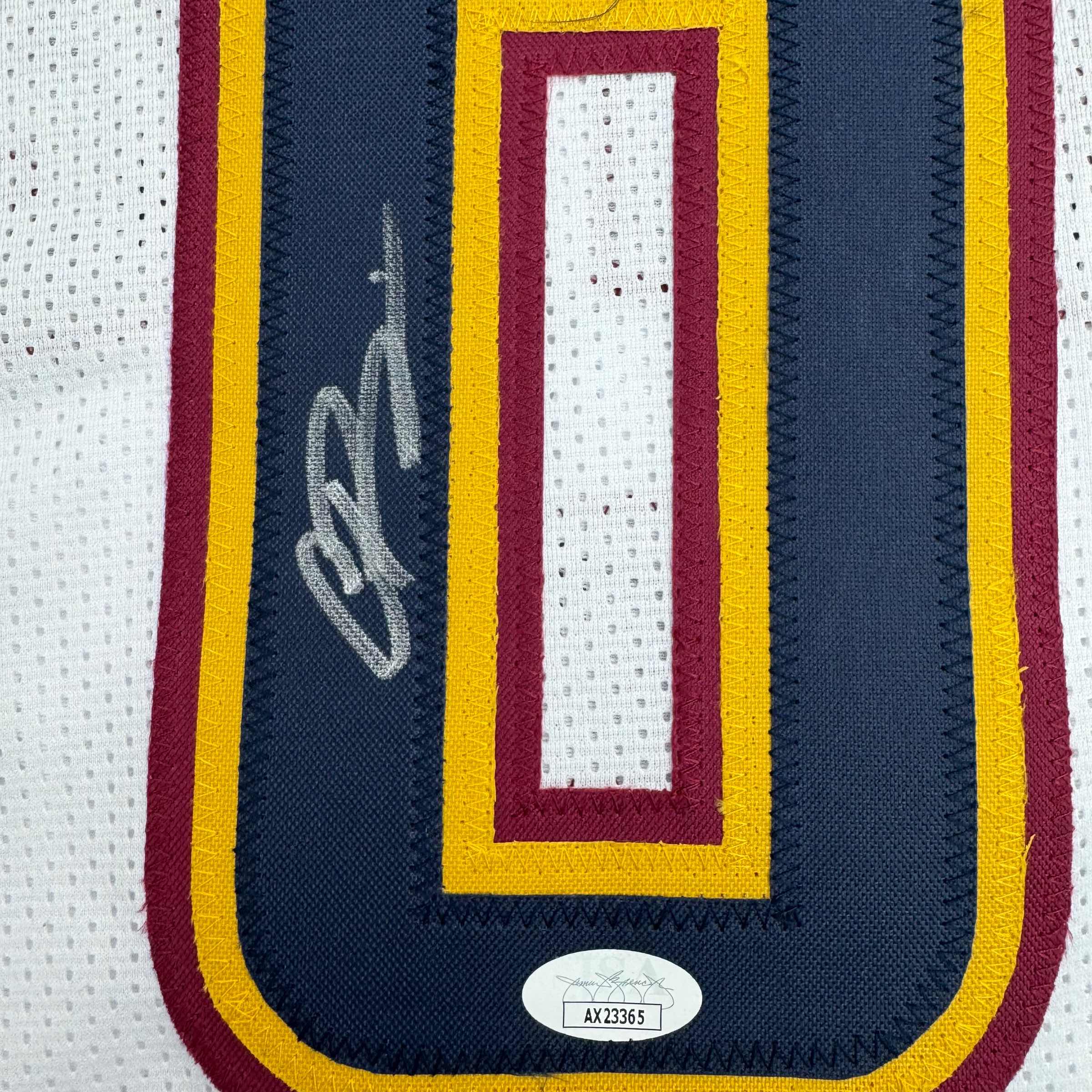 Framed Autographed/Signed Christian Braun 35x39 Denver White Basketball Jersey JSA COA