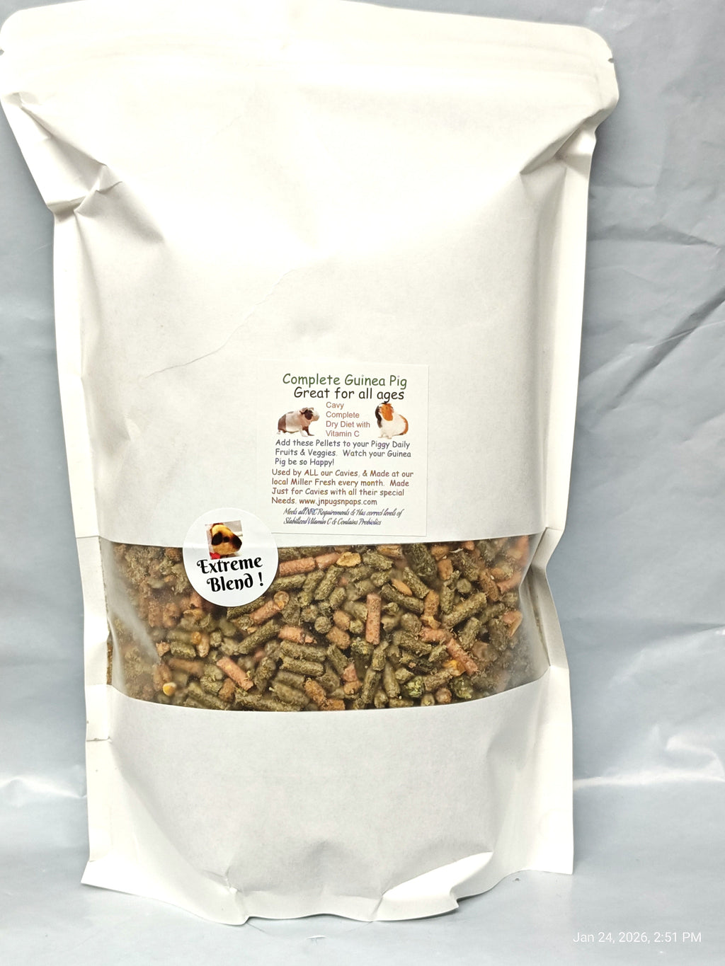 Guinea Pig "Our Basic Blend" Fresh milled 3# Resealable Bag