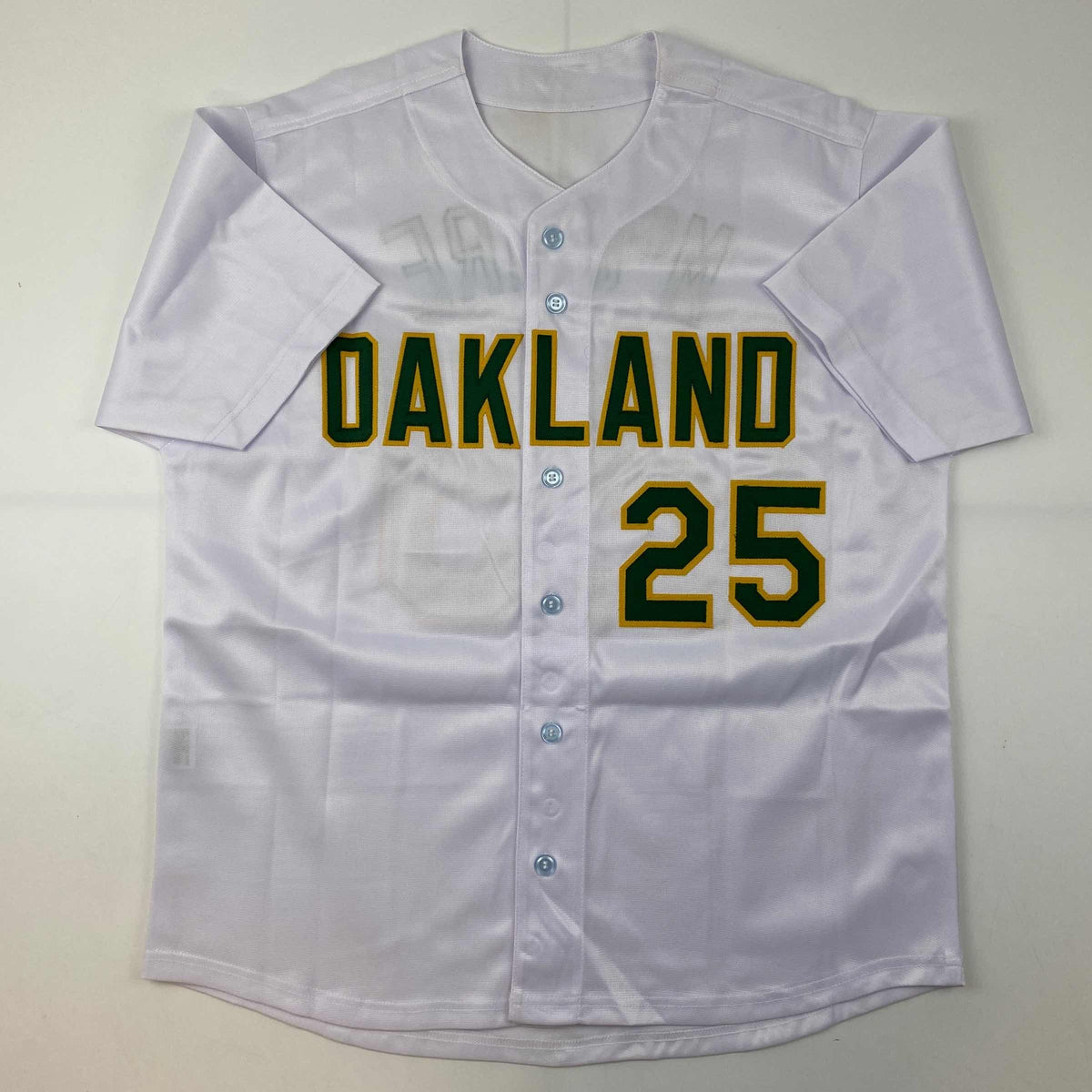 Autographed/Signed Mark McGwire Oakland White Baseball Jersey JSA COA