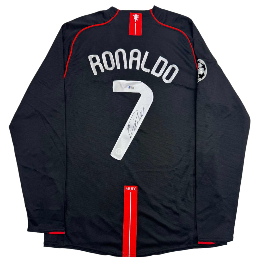 Autographed/Signed Cristiano Ronaldo Manchester United Black Soccer Jersey Beckett BAS COA