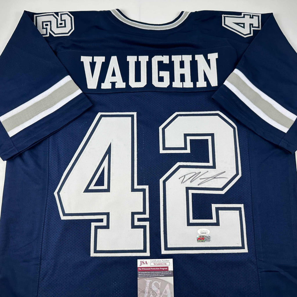 Autographed/Signed Deuce Vaughn Dallas Blue Football Jersey JSA COA