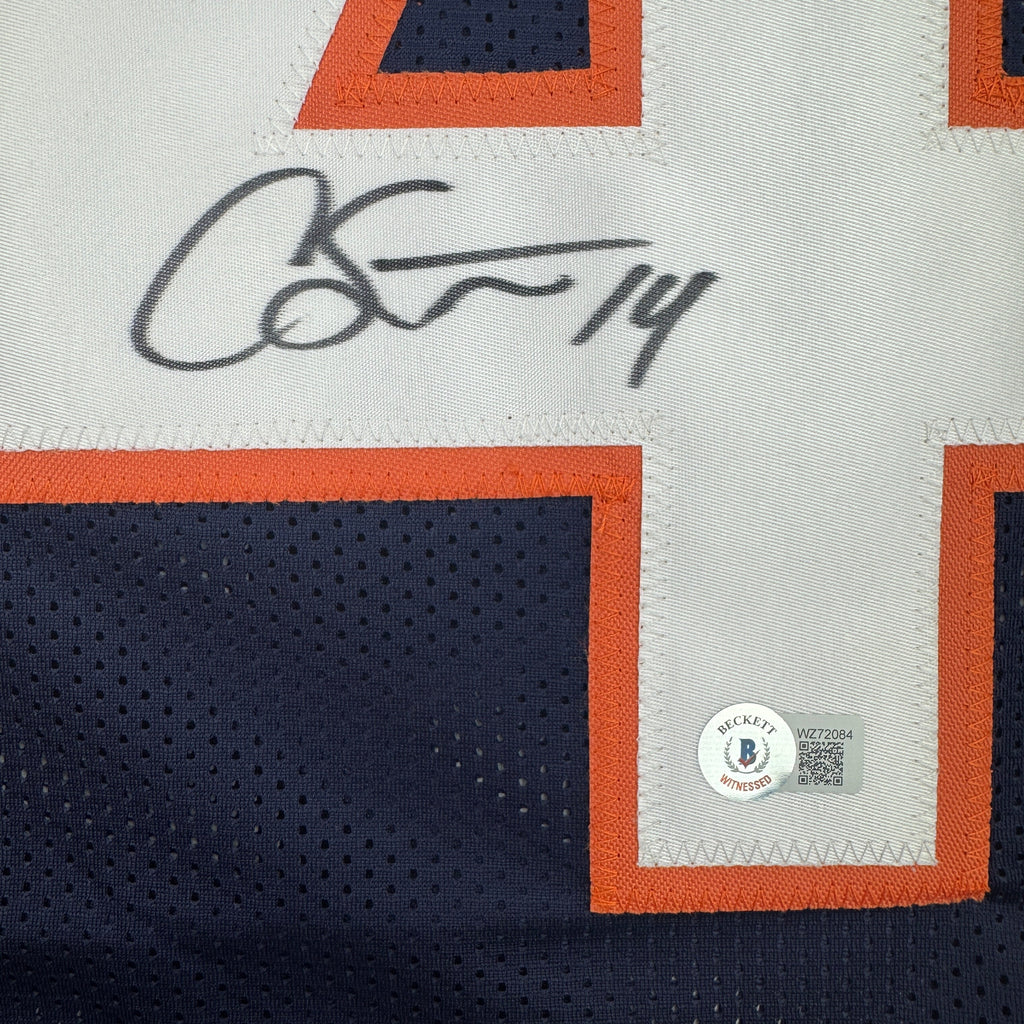 Autographed/Signed Courtland Sutton Denver Blue Football Jersey JSA COA