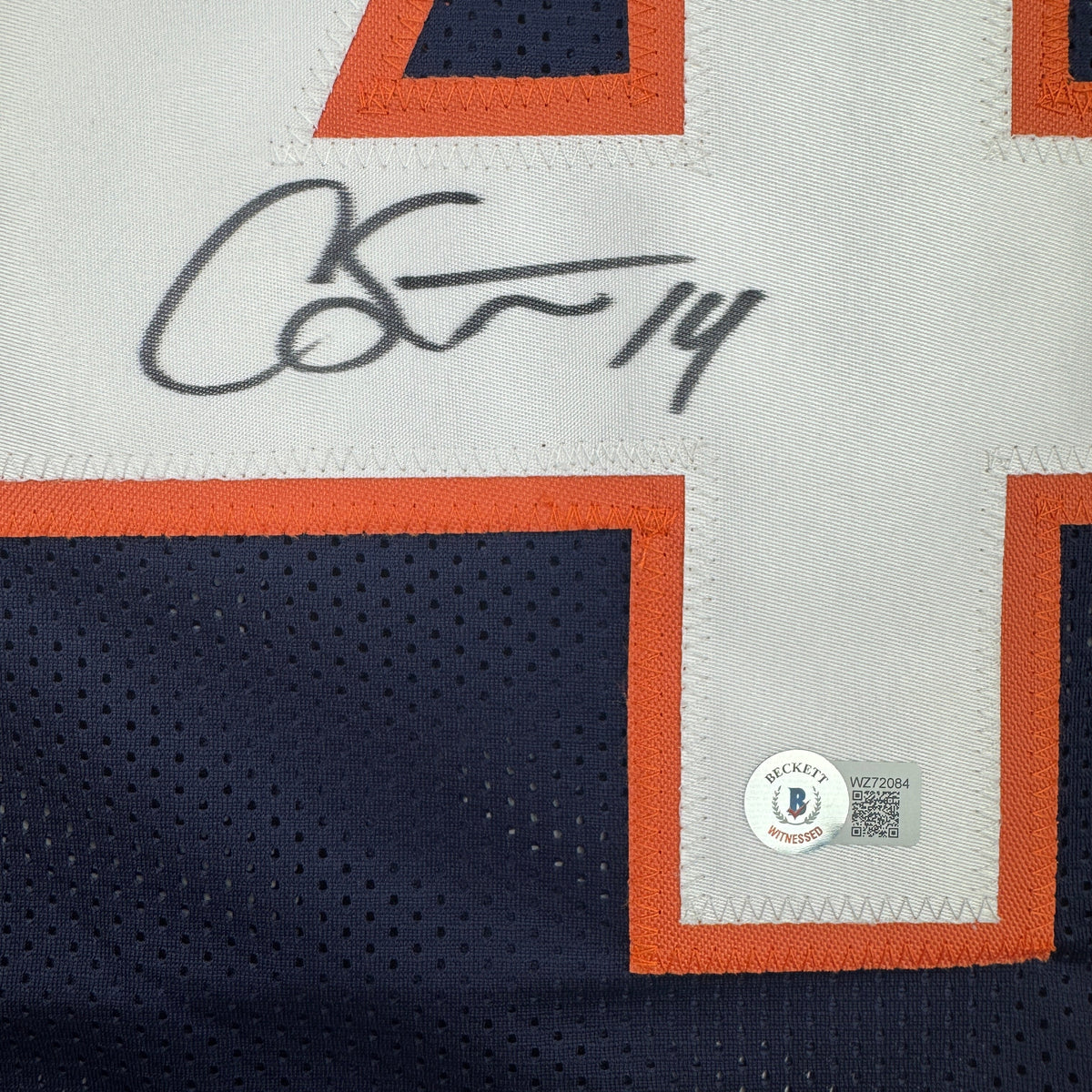 Autographed/Signed Courtland Sutton Denver Blue Football Jersey JSA COA