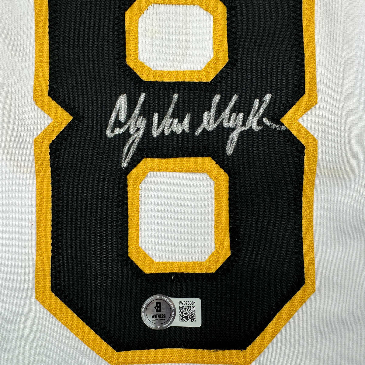 Autographed/Signed Andy Van Slyke Pittsburgh White Baseball Jersey Beckett BAS COA