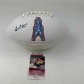 Autographed/Signed Earl Campbell Houston Oilers Full Size F/S White Panel Logo Football JSA COA