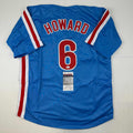 Autographed/Signed Ryan Howard Philadelphia Blue Retro Baseball Jersey JSA COA