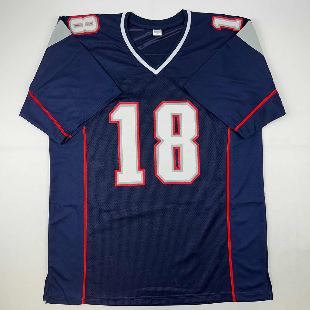 Autographed/Signed Matthew Slater New England Blue Football Jersey Beckett BAS COA