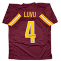 Autographed/Signed Frankie Luvu Washington Burgundy Football Jersey Beckett BAS COA