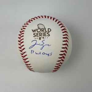 Autographed/Signed George Springer 2017 World Series Champs Rawlings Official Major League Baseball ROML USASM COA