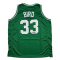 Autographed/Signed Larry Bird Boston Green Basketball Jersey Beckett BAS COA