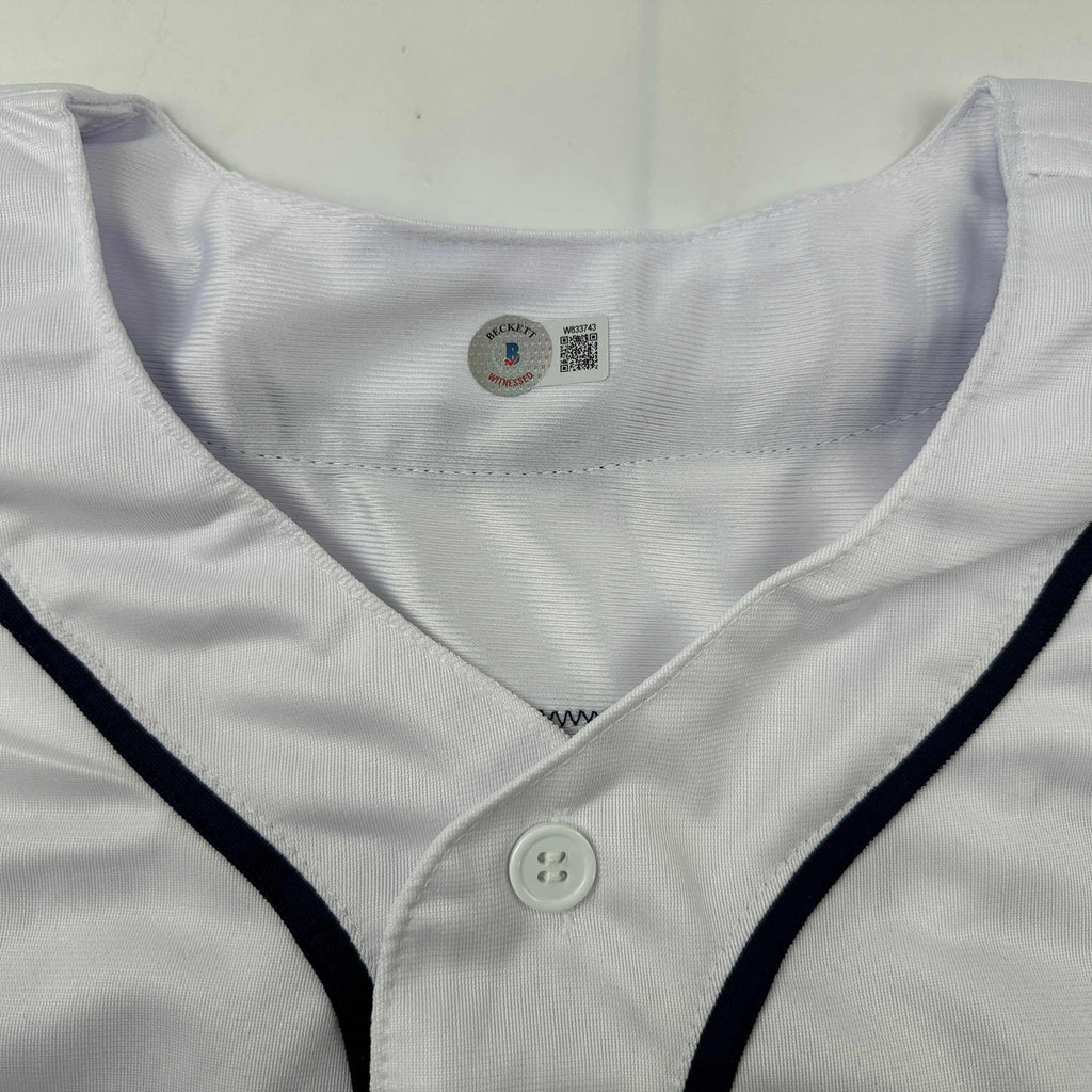 Autographed/Signed The Sandlot Movie 6x Cast Member Sigs White Baseball Jersey Beckett BAS COA
