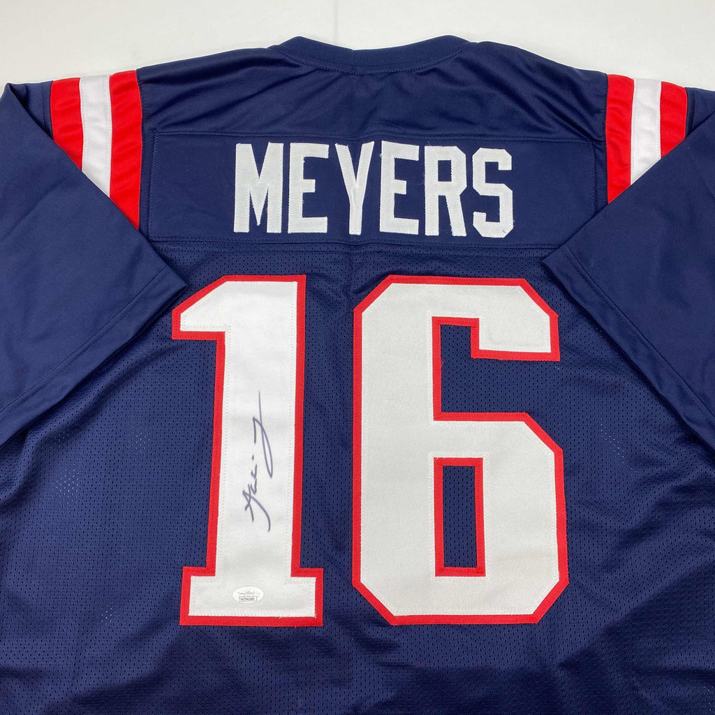 Autographed/Signed Jakobi Meyers New England Blue Football Jersey JSA COA