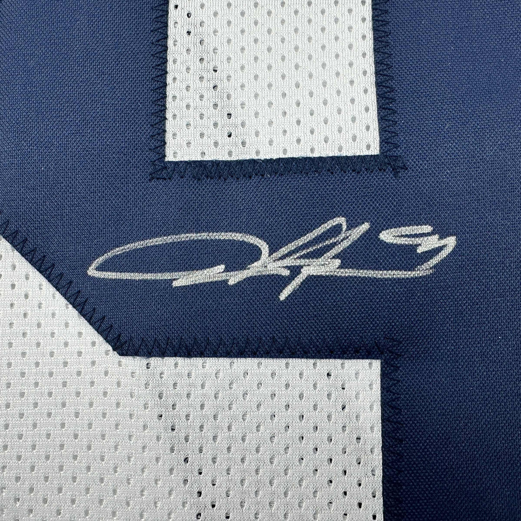 Autographed/Signed Aidan Hutchinson Michigan White College Football Jersey Beckett BAS COA