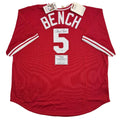 Autographed/Signed Johnny Bench Cincinnati Reds Mitchell & Ness Baseball Jersey Fanatics COA
