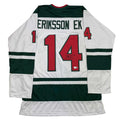Autographed/Signed Joel Eriksson Ek Minnesota White Hockey Jersey Beckett BAS COA