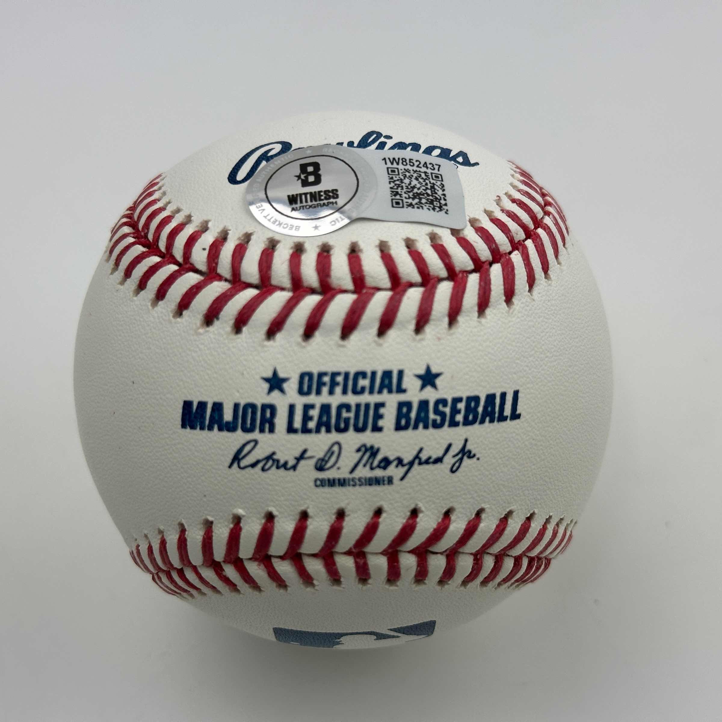 Autographed/Signed Jose Canseco Rawlings Official Major League Baseball ROML Beckett BAS COA