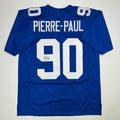 Autographed/Signed Jason Pierre-Paul JPP New York Blue Football Jersey JSA COA
