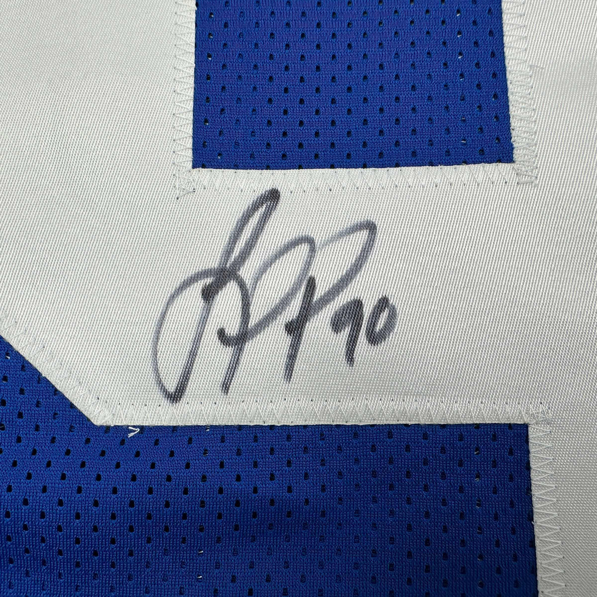 Autographed/Signed Jason Pierre-Paul JPP New York Blue Football Jersey JSA COA