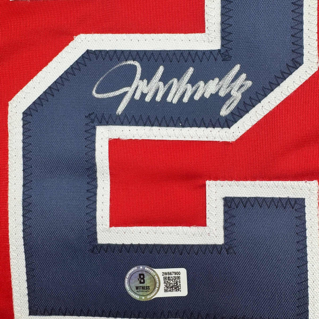 Autographed/Signed John Smoltz Atlanta Red Baseball Jersey Beckett BAS COA