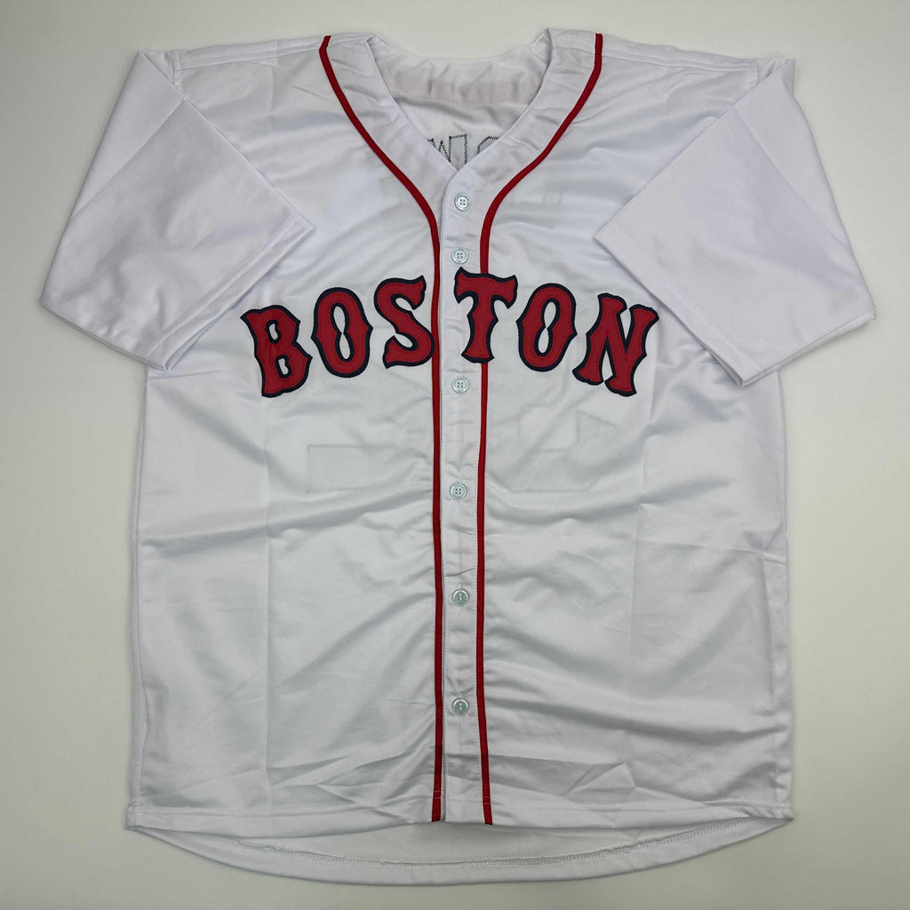Autographed/Signed Derek Lowe Boston White Baseball Jersey Beckett BAS COA
