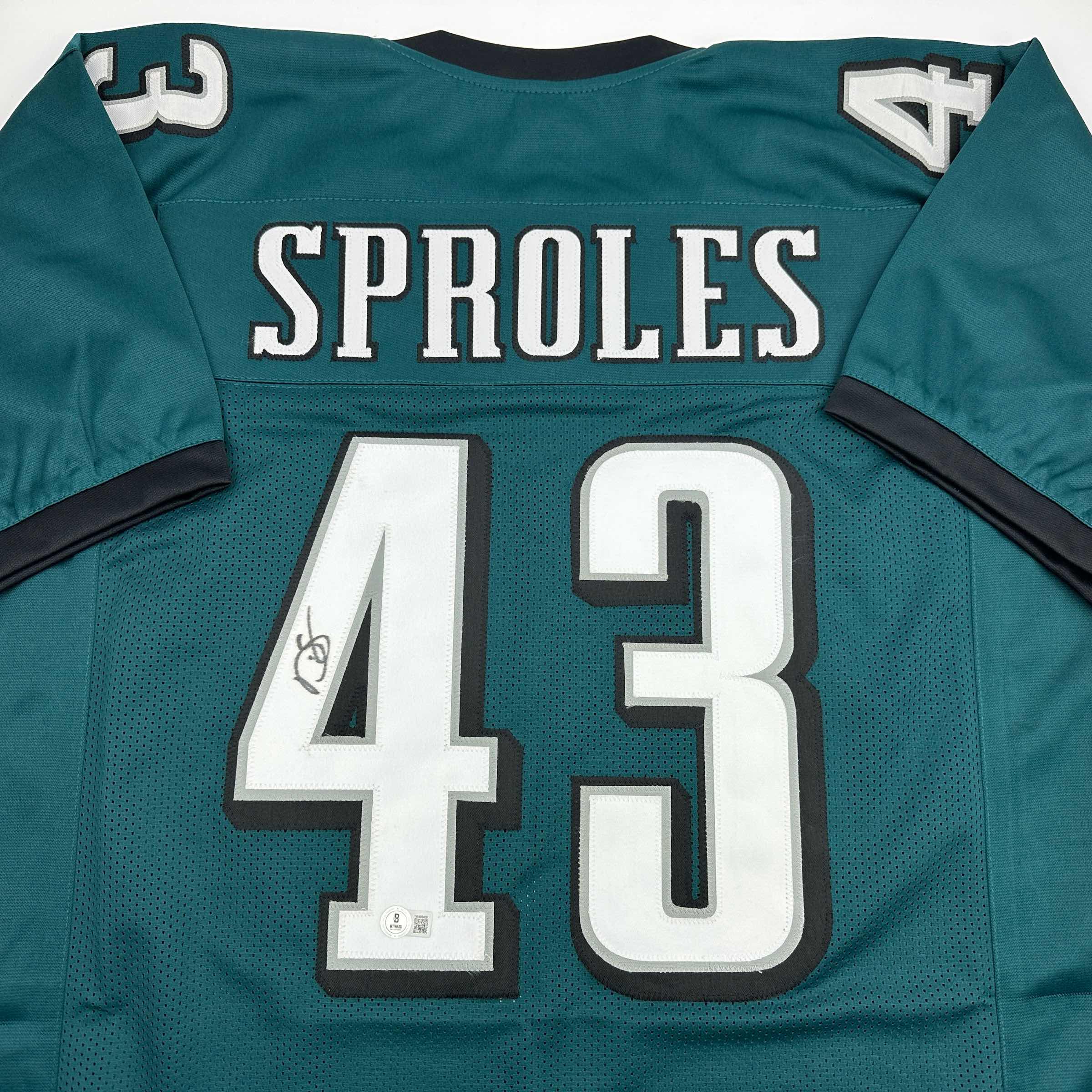 Autographed/Signed Darren Sproles Philadelphia Green Football Jersey Beckett BAS COA