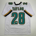 Autographed/Signed Fred Taylor Jacksonville White Football Jersey JSA COA