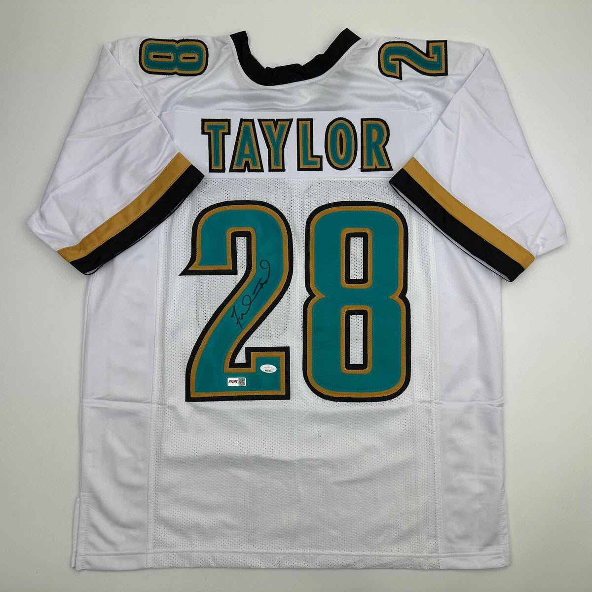 Autographed/Signed Fred Taylor Jacksonville White Football Jersey JSA COA
