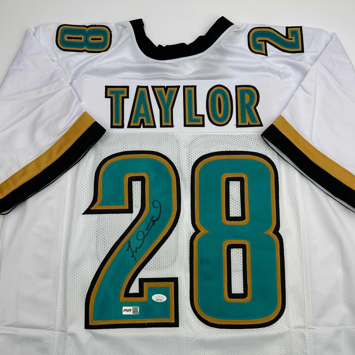 Autographed/Signed Fred Taylor Jacksonville White Football Jersey JSA COA