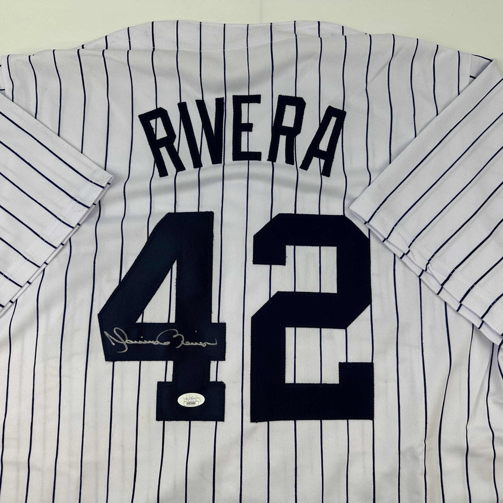 Autographed/Signed Mariano Rivera New York Pinstripe Baseball Jersey JSA COA/LOA