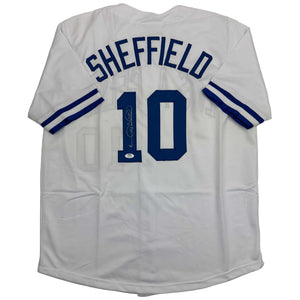 Autographed/Signed Gary Sheffield Los Angeles LA White Baseball Jersey PSA/DNA COA