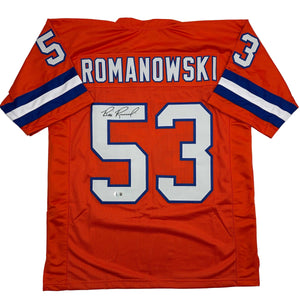 Autographed/Signed Bill Romanowski Denver Retro Orange Football Jersey Beckett BAS COA