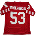 Autographed/Signed Bill Romanowski San Francisco Red Football Jersey Beckett BAS COA