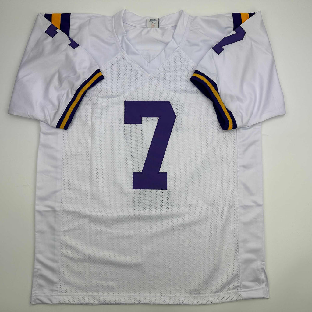 Autographed/Signed Patrick Peterson LSU White College Football Jersey JSA COA