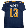 Autographed/Signed Kurt Warner St. Louis Dark Blue Football Jersey JSA COA