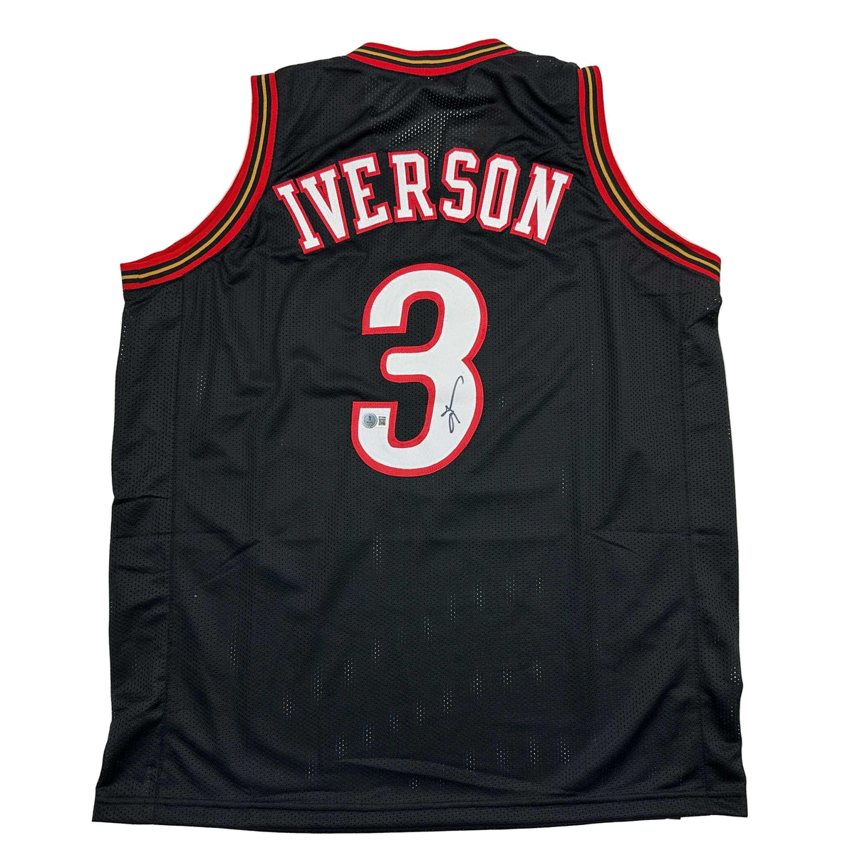 Autographed/Signed Allen Iverson Philadelphia Black Basketball Jersey Beckett BAS COA
