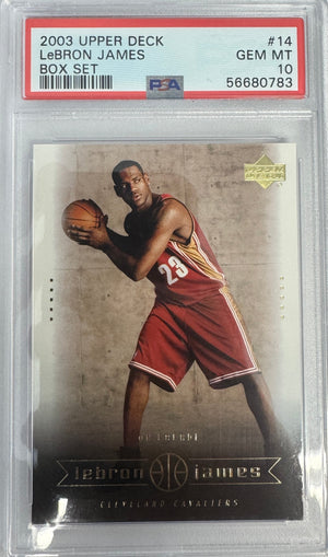 Graded 2003-04 Upper Deck LeBron James #14 Box Set Rookie RC Basketball Card PSA 10 Gem Mint