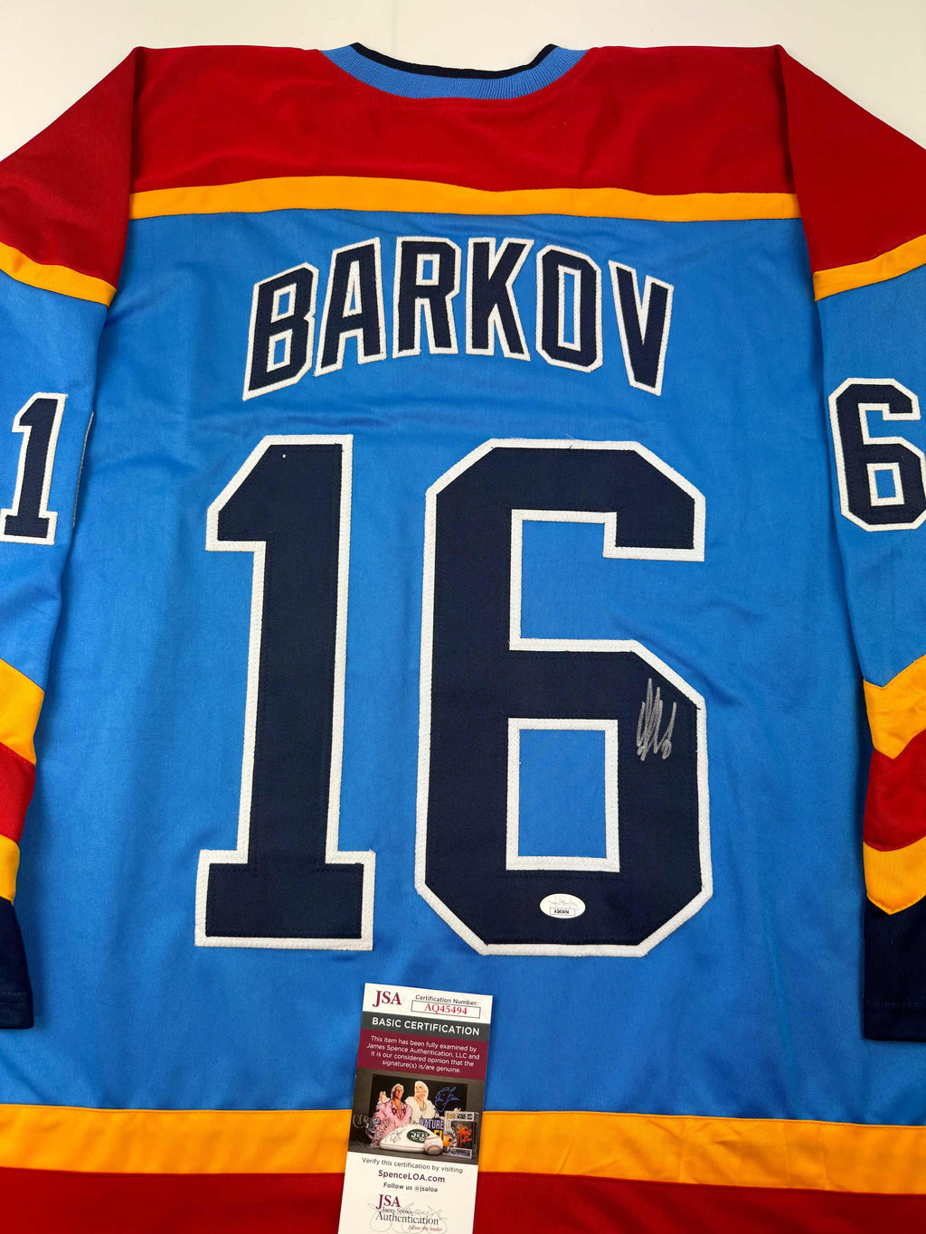 Autographed/Signed Aleksander Barkov Florida Blue Reverse Retro Hockey Jersey Beckett BAS COA