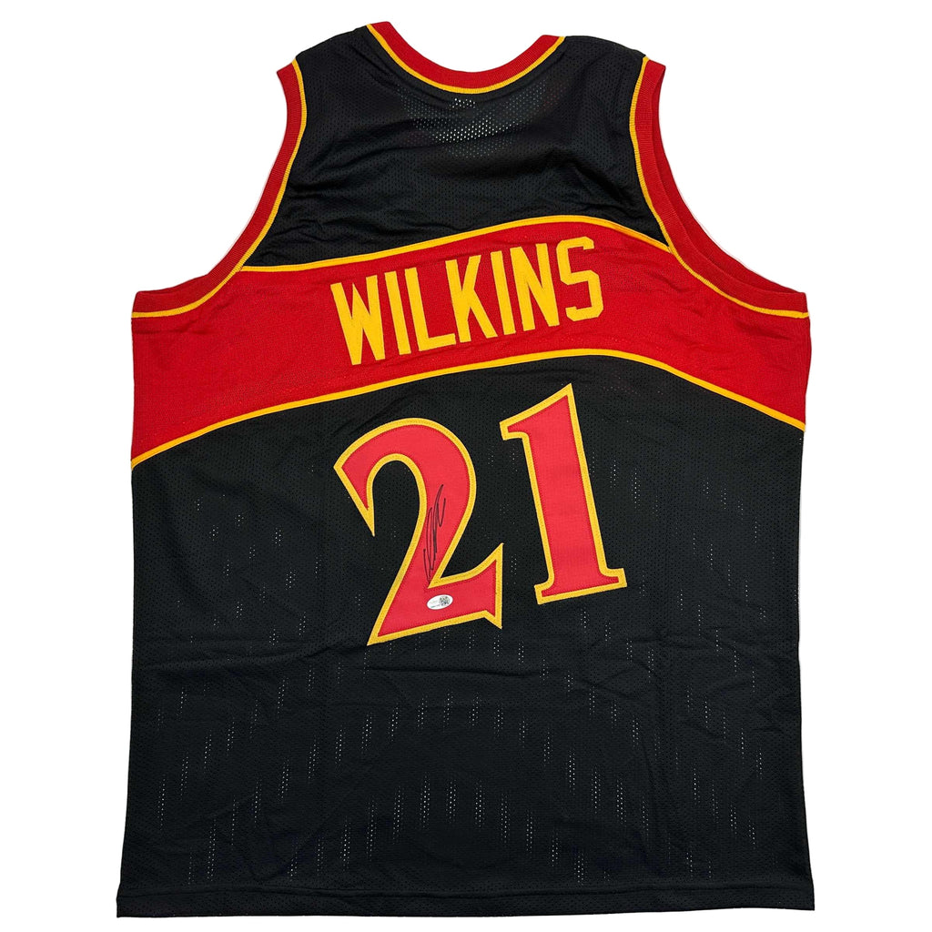 Autographed/Signed Dominique Wilkins Atlanta Black Basketball Jersey JSA COA