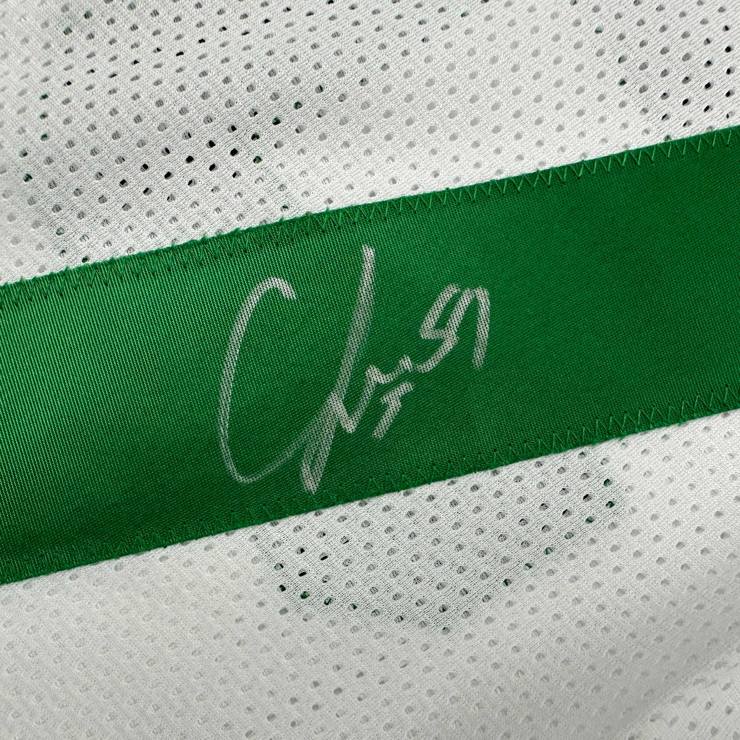Autographed/Signed CJ C.J. Mosley New York White Football Jersey JSA COA