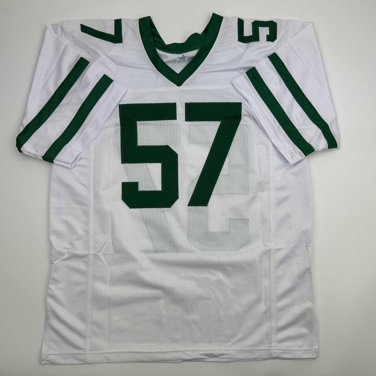 Autographed/Signed CJ C.J. Mosley New York White Football Jersey JSA COA