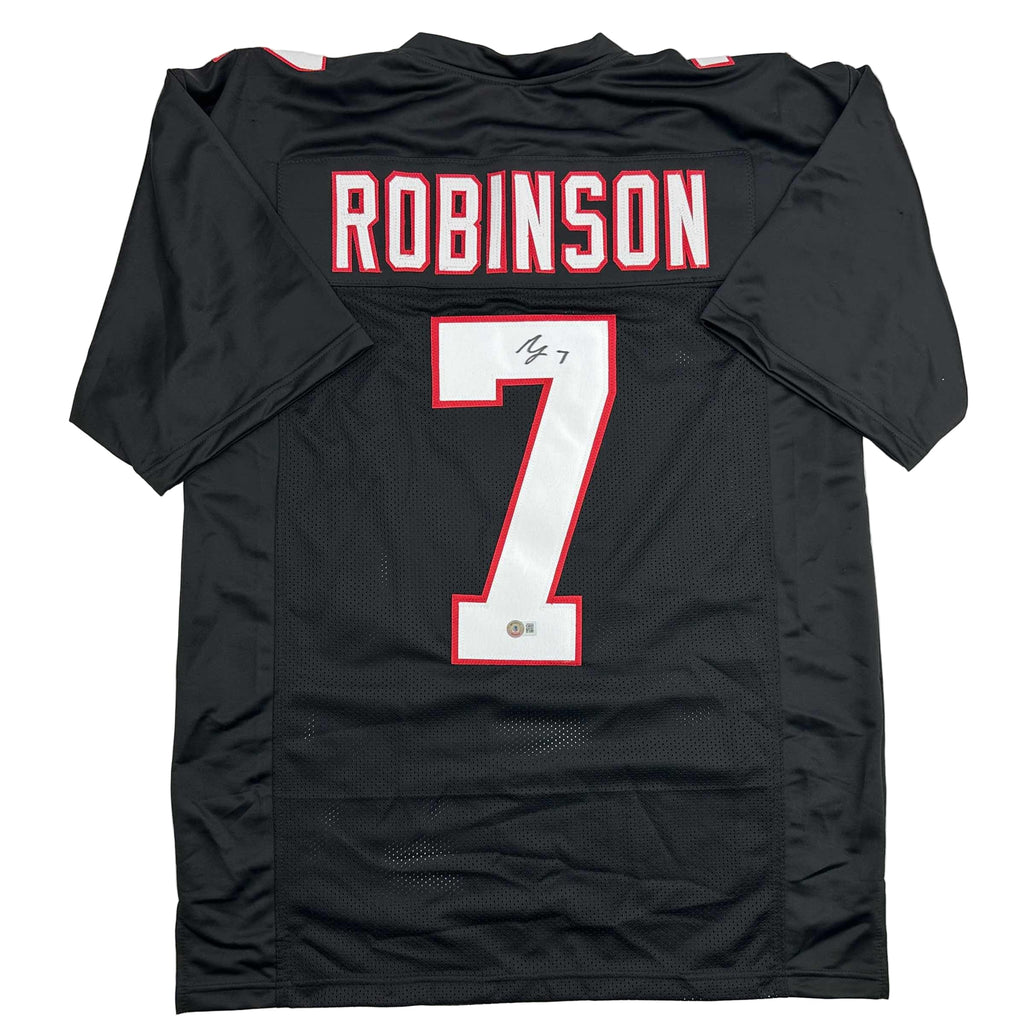 Autographed/Signed Bijan Robinson Atlanta Retro Black Football Jersey Beckett BAS COA
