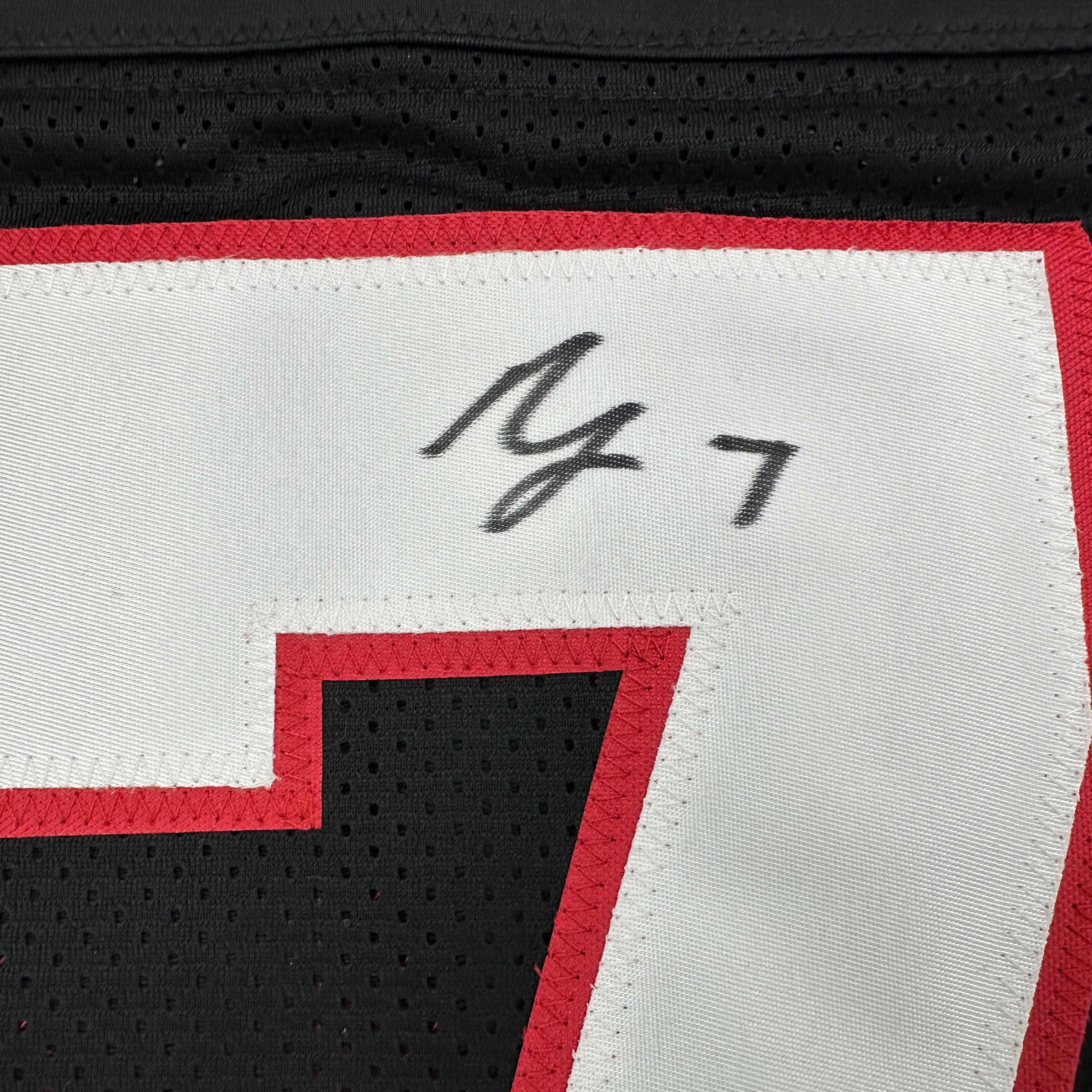 Autographed/Signed Bijan Robinson Atlanta Retro Black Football Jersey Beckett BAS COA
