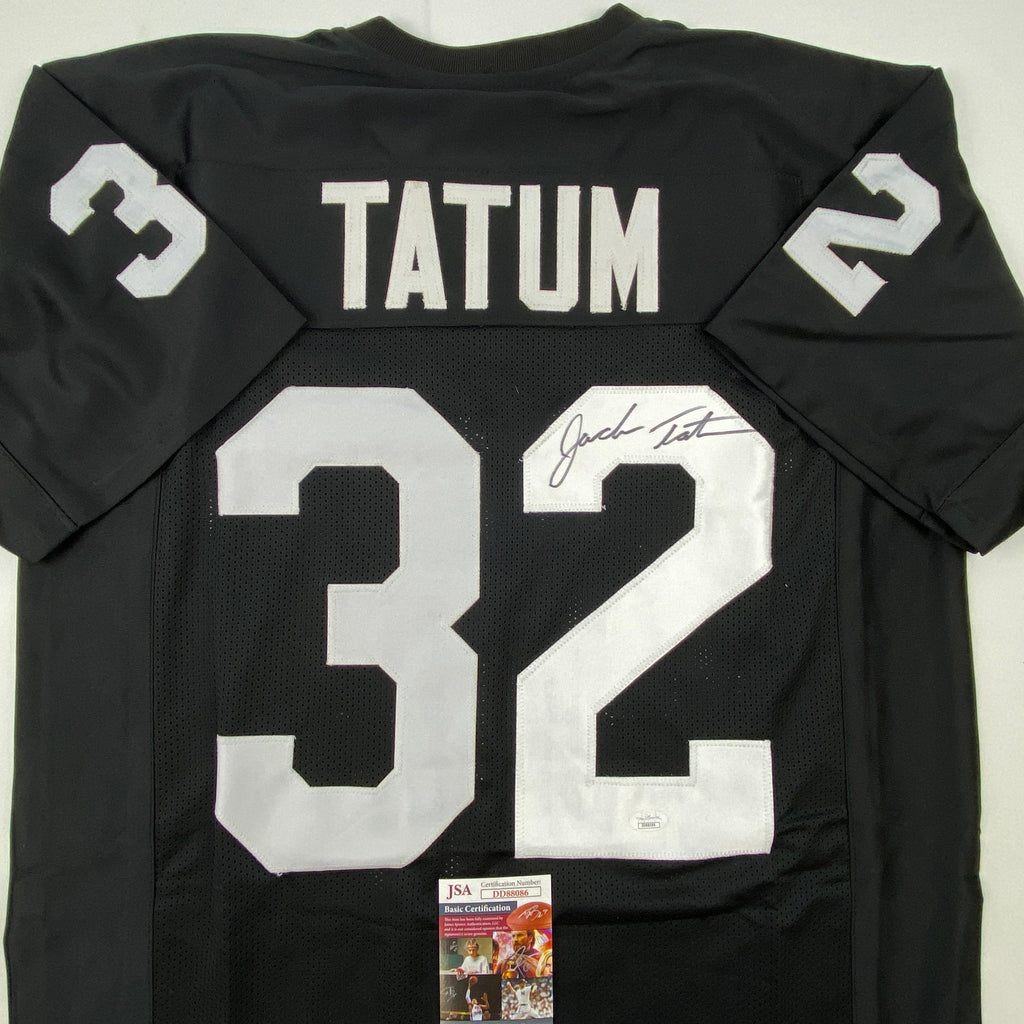 Autographed/Signed Jack Tatum Oakland Black Football Jersey JSA COA #2
