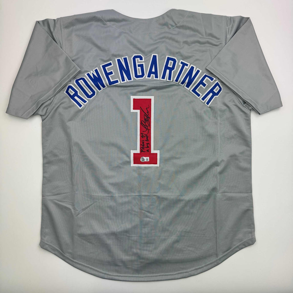 Autographed/Signed Thomas Ian Nicholas Henry Rowengartner Rookie Of The Year Chicago Grey Baseball Jersey Beckett BAS COA